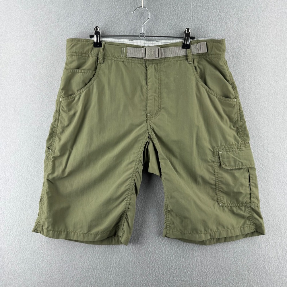 Gramicci Hiking Pants Mens 34 Green Nylon Cargo Hiking Outdoor Belted